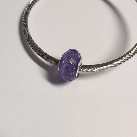 Purple Sparkly Charm for Pandora Style Bracelet - Picture 3 of 4